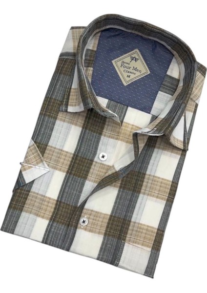 Erkek Klasik Rahat Kesim Ekoseli Kısa Kollu Gömlek