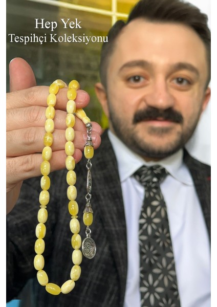 Erkek Hediyelik Beyrut Damla Kehribar Tesbih + Zaza Seti