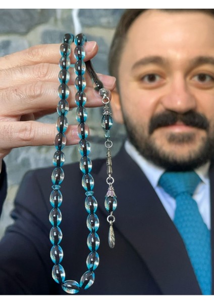 Okyanus Desenli Sürmeli Orijinal Kehribar Tespih modelleri