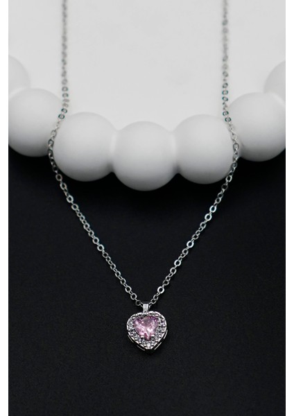 Pandora's Zirkon Taşlı Kalp Charm Model Gümüş Renk Kadın Kolye