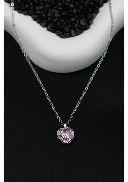 Pandora's Zirkon Taşlı Kalp Charm Model Gümüş Renk Kadın Kolye modelleri