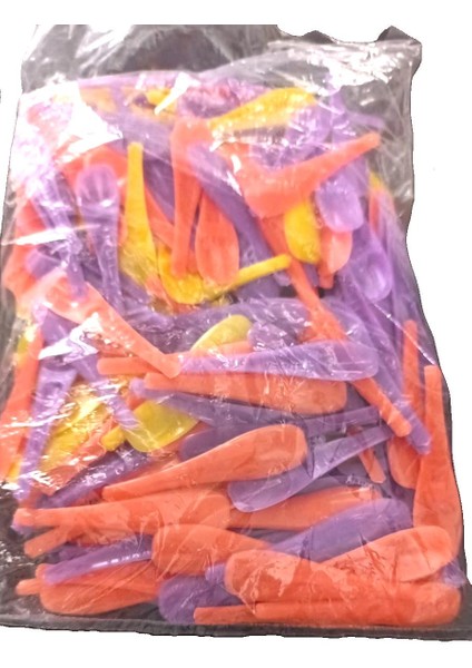 Dondurma Kabı ve Kaşığı ( 300 Kab + 500 gr Kaşık ) Neşeli Renklerde Dikine Kap Modl