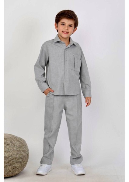 Erkek Pamuklu Dokuma Gömlek Pantolon Takım