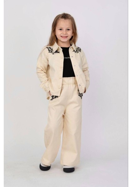 Kız Nakışlı 3 Lü Kot Takım