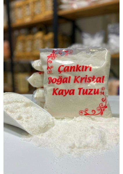 Taş Değirmende Öğütülmüş Doğal Çankırı Kristal Kaya Sofra Tuzu Toz (1 Kg) Mavi Etiket