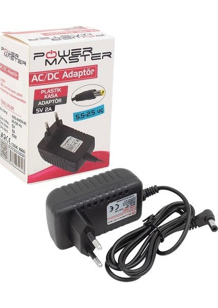 5 Volt- 2 Amper -10 Watt 5.5*2.5 L Uçlu Priz Tipi Adaptör (5047)