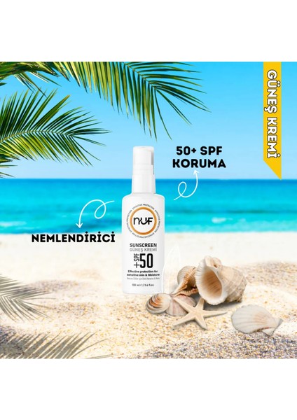 Nuf 50 SPF Tüm Ciltlere Uygun Güneş Kremi - Koruyucu Ve Nemlendirici 100 ml