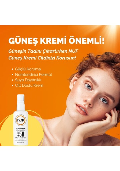 Nuf 50 SPF Tüm Ciltlere Uygun Güneş Kremi - Koruyucu Ve Nemlendirici 100 ml