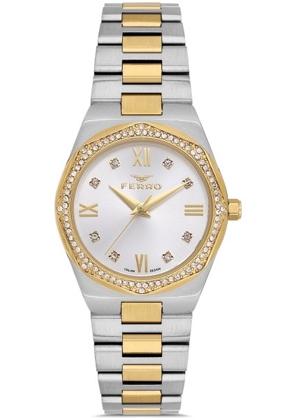 FL21518AWT-D Quartz Çelik Altın/gri 30 mm Kadın Kol Saati