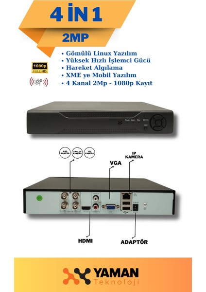 4 Kameralı 2mp Lensli Dış Mekan Full Hd Kamera Seti