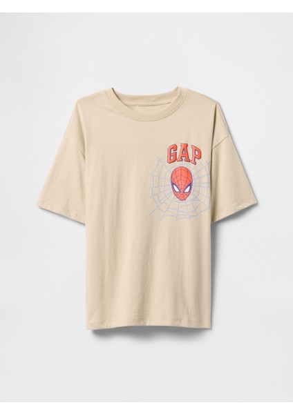 Erkek Çocuk Bej Marvel Grafik T-Shirt