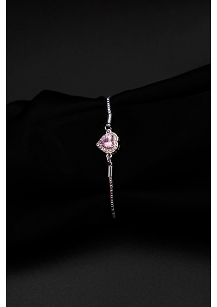 Pandora's Zirkon Taşlı Kalp Charm Model Gümüş Renk Ayarlanabilir Kadın Bileklik