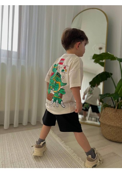 Dinozor Detaylı Erkek Çocuk Şortlu Takım