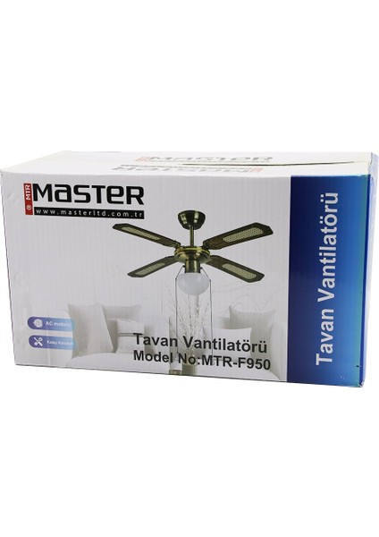 Master MTR-F950 Bronz Metal Gövde - Kahve Ahşap 4-Kanat2in1=tavan Vantilatör - AVİZE42"MOTOR-55WLED-45W