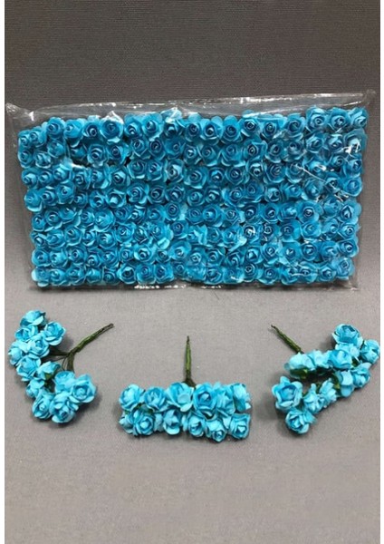 Toptanhobi.com Turkuaz Kağıt Gül 144'LÜ Paket