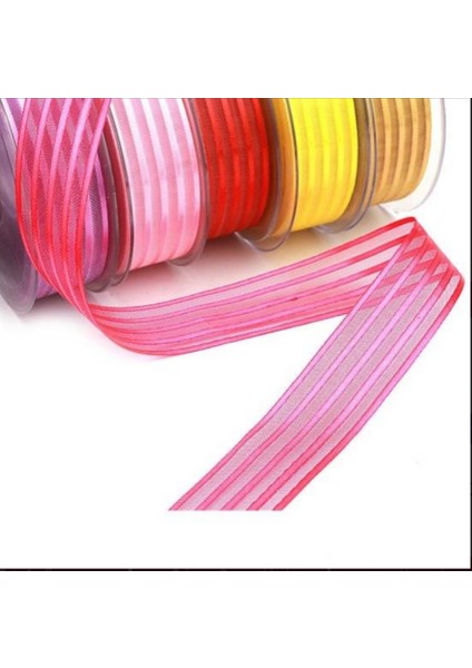 Toptanhobi.com Lacivert Saten Çizgili Şifon Kurdele 2,5cm x 25M (Hilton Kurdele) 3 Adet