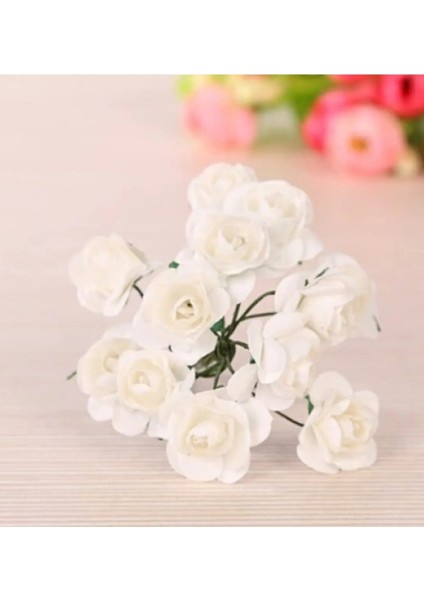 Toptanhobi.com Beyaz Kağıt Gül 144'LÜ Paket
