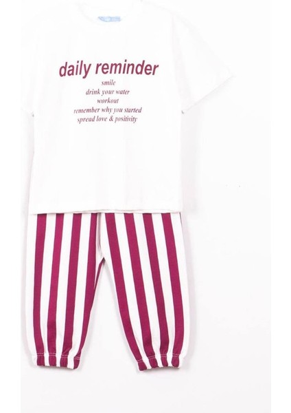 Kız Çocuk Çizgili Alt-Üst Takım Beyaz modelleri