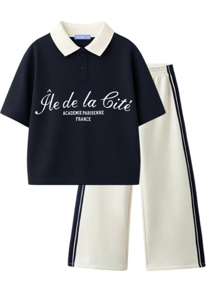 Kız Çocuk La'ciel Paris Polo Yaka Alt-Üst Takım Lacivert