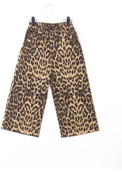 Kız Çocuk Balon Leopar Desenli Pantolon-Basic Siyah T-Shirt Alt-Üst Takım Siyah fiyatları