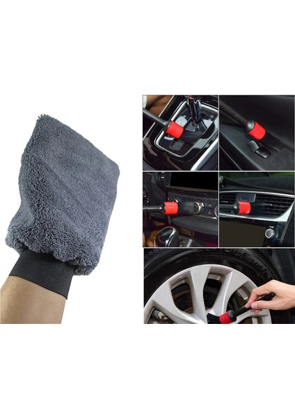 6'lı Mikrofiber Oto Yıkama Seti Kurulama Bezi Cam Bezi Güderi Oto Eldiven Oto Sünger Detay Fırçası indirimleri
