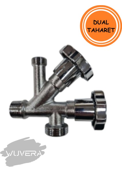Dual Taharet Musluğu – Çift Vanalı, 3/4” & 3/8” Çıkışlı, 1/2” Tesisat Bağlantı