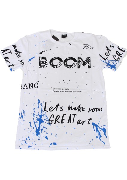 Bisiklet Yaka Boom Beyaz Erkek T-Shirt fiyatları