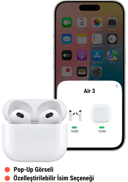 3. Nesil Beyaz Ios Android Uyumlu Kablosuz Bluetooth Kulaklık Yeni Nesil Karışık Renk Kılıf W