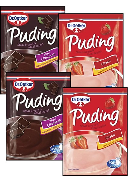 Pratik Tatlı Setleri, Bitter Çikolatalı ve Çilekli Puding