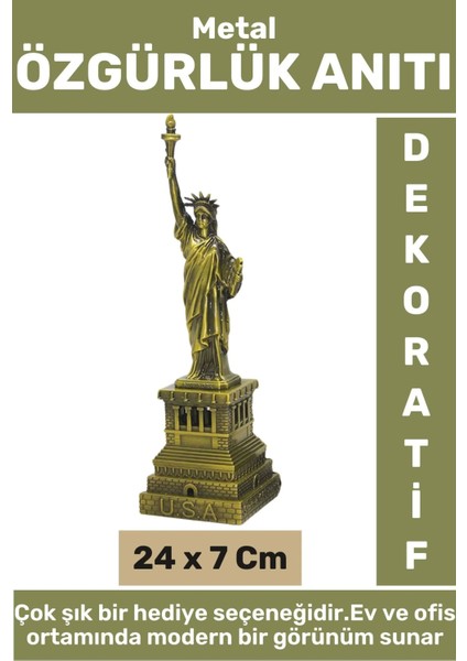 Premium Ev Ofis Dekoratif Koleksiyon Çok Şık Hediyelik Yüksek Kaliteli Metal Özgürlük Anıtı