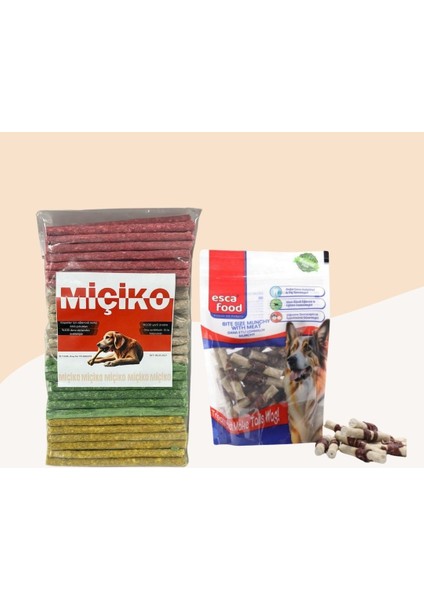 100LÜ Renkli Munchy Köpek Ödülü + Dana Etli Lokmalık Munchy 6cm 36LI