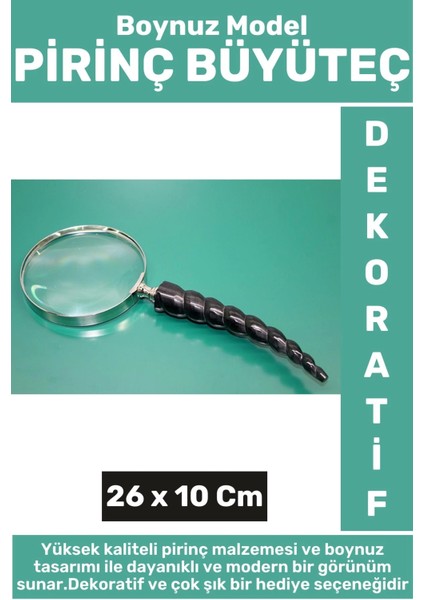 Premium Seri Dekoratif Ev Ofis Hediyelik Çok Şık Yüksek Kaliteli Boynuz Model Pirinç Büyüteç
