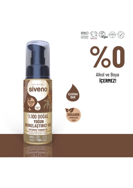%100 Doğal Bronzlaştırıcı Yağ Organik Avokado Yağı Nemlendirici Yoğun Bronzlaştırıcı 50 ml