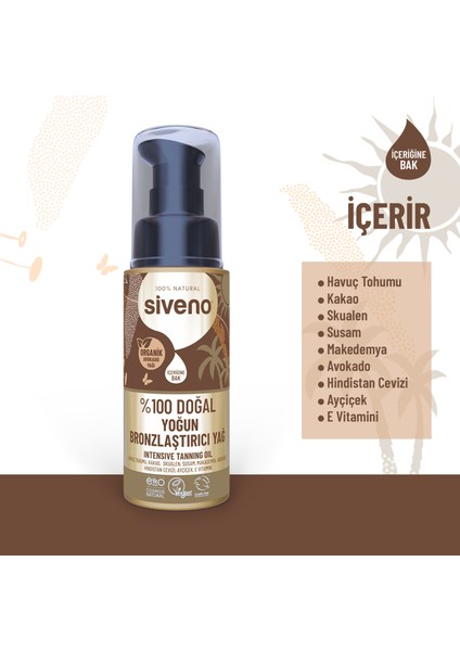 %100 Doğal Bronzlaştırıcı Yağ Organik Avokado Yağı Nemlendirici Yoğun Bronzlaştırıcı 50 ml