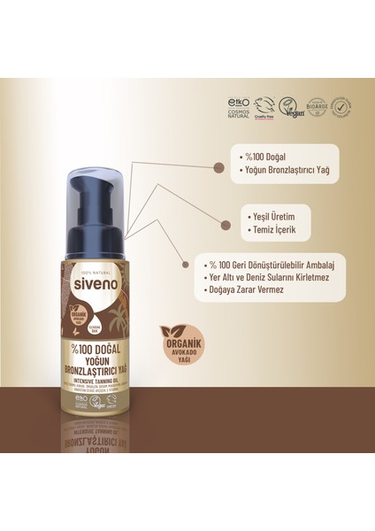 %100 Doğal Bronzlaştırıcı Yağ Organik Avokado Yağı Nemlendirici Yoğun Bronzlaştırıcı 50 ml