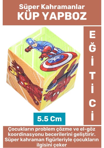 Premium El Göz Koordinasyon Geliştirici Eğitici Eğlenceli Süper Kahraman Figürlü Çocuk Küp Yapboz