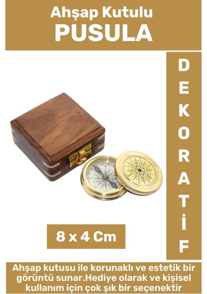 Premium Erkek Arkadaşa Sevgiliye Baba Özel Hediyelik Dekoratif Koleksiyon Ahşap Kutulu Pusula