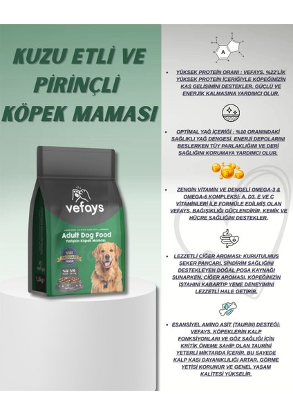 Kuzu Etli ve Pirinçli Yetişkin Köpek Maması 1,5 kg