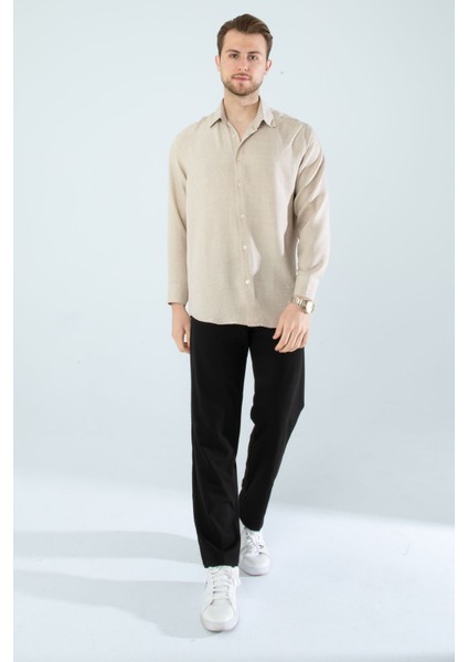 Mevsimlik Keten Dokulu Bol Kalıp Uzun Kollu Oversize Erkek Gömlek fiyatları
