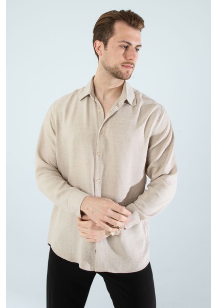 Mevsimlik Keten Dokulu Bol Kalıp Uzun Kollu Oversize Erkek Gömlek indirimleri