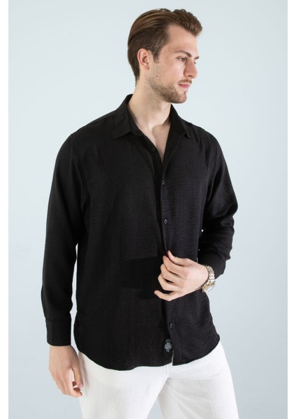 Mevsimlik Keten Dokulu Bol Kalıp Uzun Kollu Oversize Erkek Gömlek modelleri