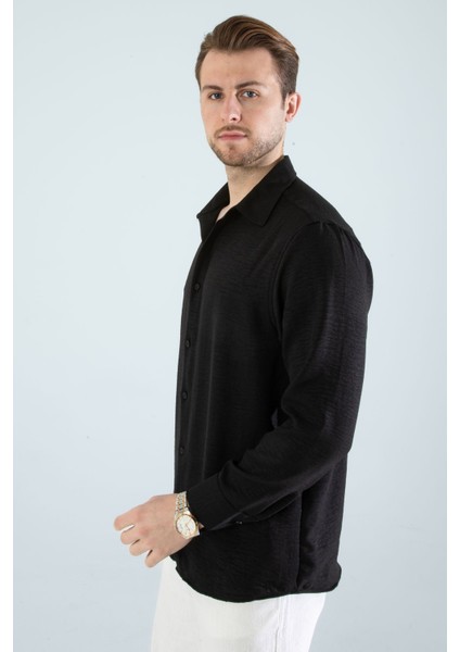 Mevsimlik Keten Dokulu Bol Kalıp Uzun Kollu Oversize Erkek Gömlek fırsatları