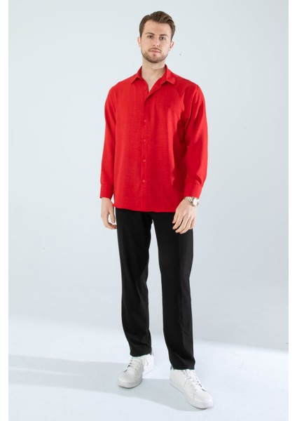 Mevsimlik Keten Dokulu Bol Kalıp Uzun Kollu Oversize Erkek Gömlek fiyatları