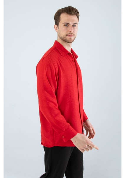 Mevsimlik Keten Dokulu Bol Kalıp Uzun Kollu Oversize Erkek Gömlek modelleri