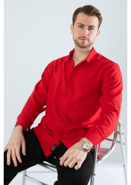 Mevsimlik Keten Dokulu Bol Kalıp Uzun Kollu Oversize Erkek Gömlek fırsatları