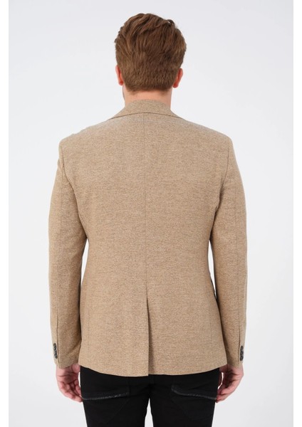 Erkek Slim Fit Blazer Ceket Bej