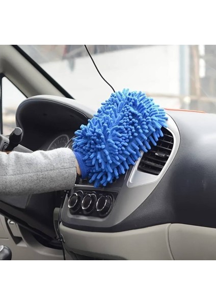 Mikrofiber Şönil Makarna Temizlik Eldiveni Oto Yıkama Köpükleme Eldiveni