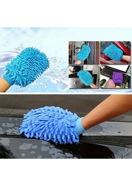 Mikrofiber Şönil Makarna Temizlik Eldiveni Oto Yıkama Köpükleme Eldiveni