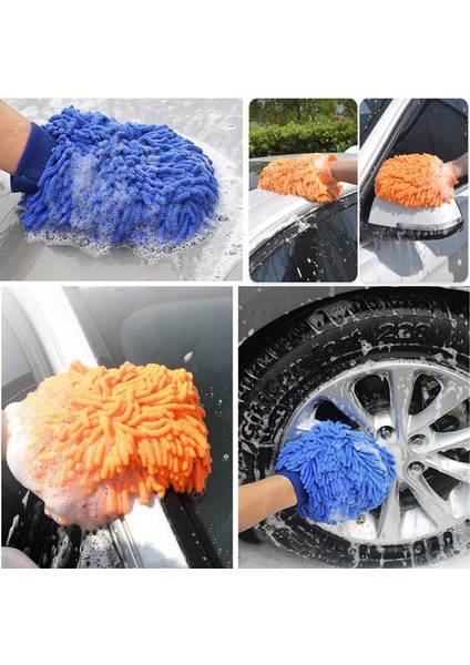 Mikrofiber Şönil Makarna Temizlik Eldiveni Oto Yıkama Köpükleme Eldiveni