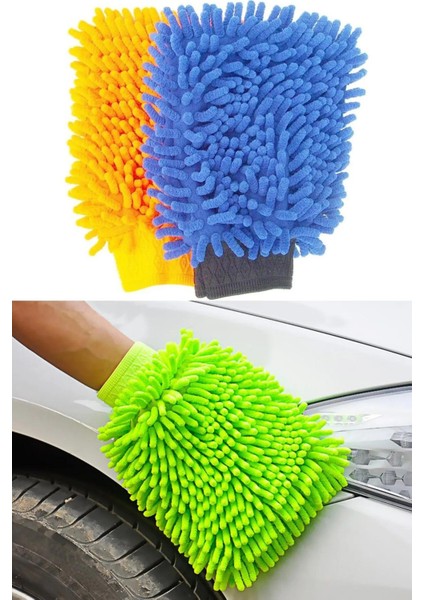 Mikrofiber Şönil Makarna Temizlik Eldiveni Oto Yıkama Köpükleme Eldiveni
